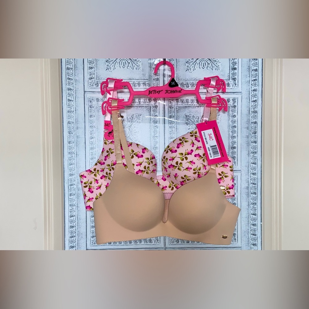 Betsey Johnson Nude & Pink Floral T-Shirt Bra
